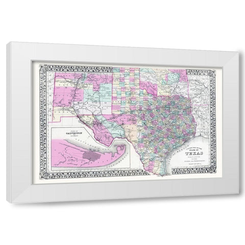 Texas, New Mexico and Indian Territory White Modern Wood Framed Art Print by Gamble