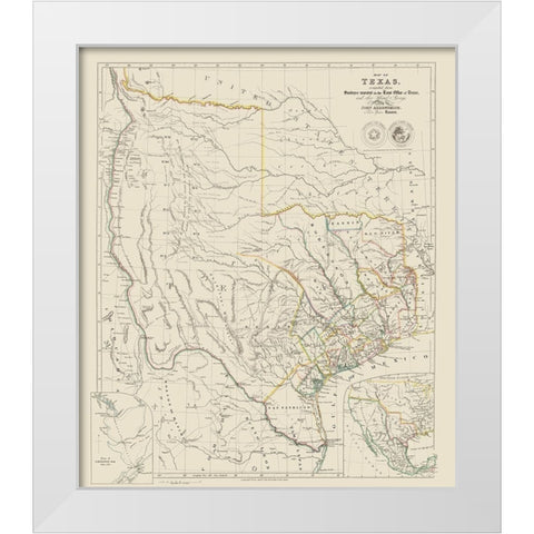 Texas and Surrounding Territories - Arrowsmith White Modern Wood Framed Art Print by Arrowsmith