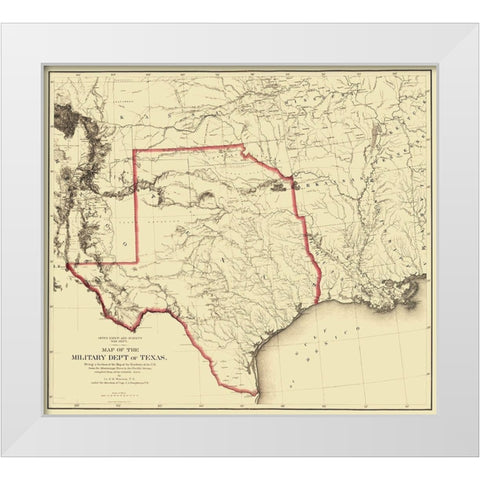 Texas Territory Map - Humphreys 1859 White Modern Wood Framed Art Print by Humphreys