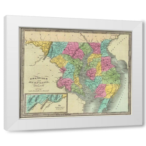 Delaware, Maryland - Burr 1835 White Modern Wood Framed Art Print by Burr