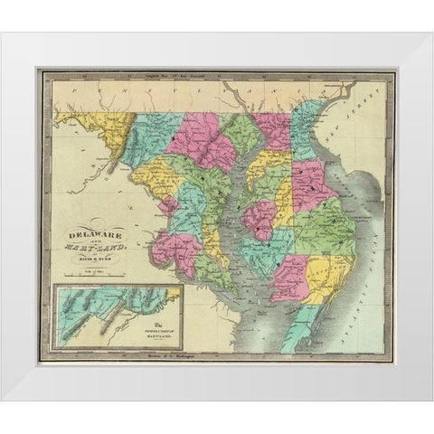 Delaware, Maryland - Burr 1835 White Modern Wood Framed Art Print by Burr