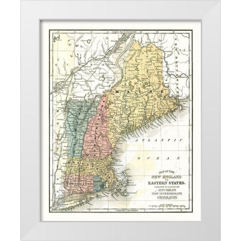 Eastern States - Mitchell 1869 White Modern Wood Framed Art Print by Mitchell