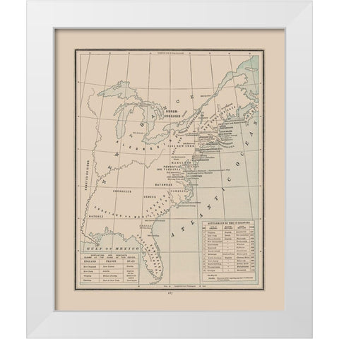 Colonial Indian Nations - Cram 1892 White Modern Wood Framed Art Print by Cram