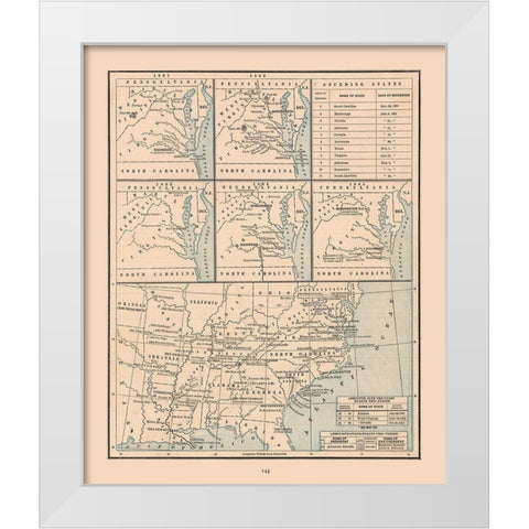 United States, 19th century- Cram 1888 White Modern Wood Framed Art Print by Cram