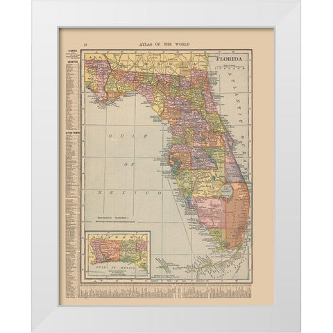 Florida - Hammond 1910 White Modern Wood Framed Art Print by Hammond