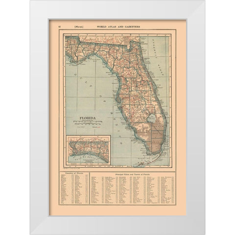 Florida - Reynold 1921 White Modern Wood Framed Art Print by Reynold