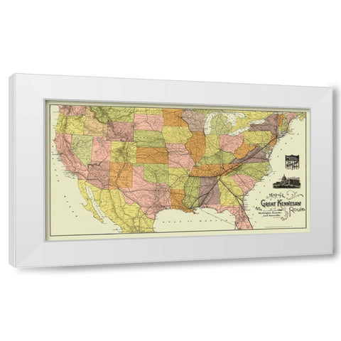 Great Kennesaw Railroad Route - Matthews 1890 White Modern Wood Framed Art Print by Matthews