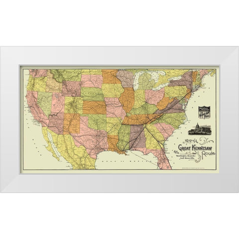 Great Kennesaw Railroad Route - Matthews 1890 White Modern Wood Framed Art Print by Matthews