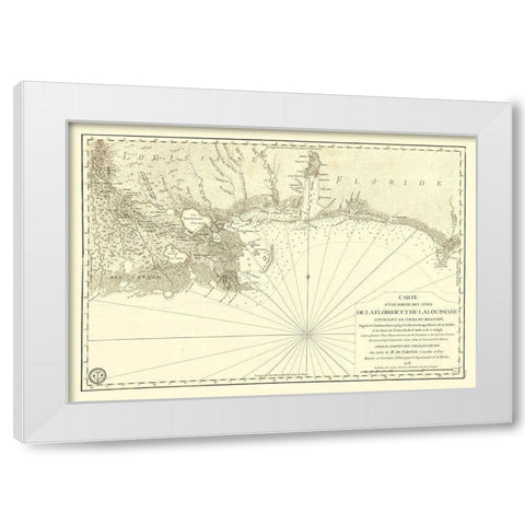 Florida Louisiana Gulf Coast - Sartine 1778 White Modern Wood Framed Art Print by Sartine