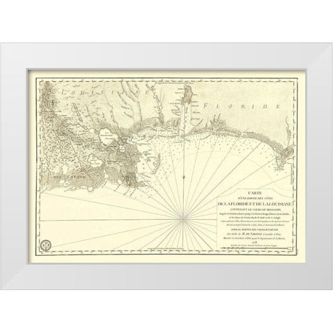 Florida Louisiana Gulf Coast - Sartine 1778 White Modern Wood Framed Art Print by Sartine
