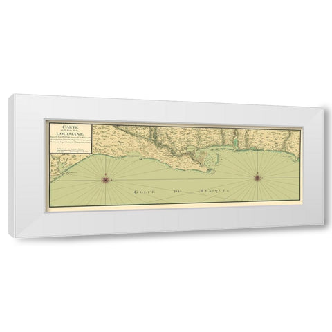 Gulf Coast Nautical Map - 1732 White Modern Wood Framed Art Print by Unknown