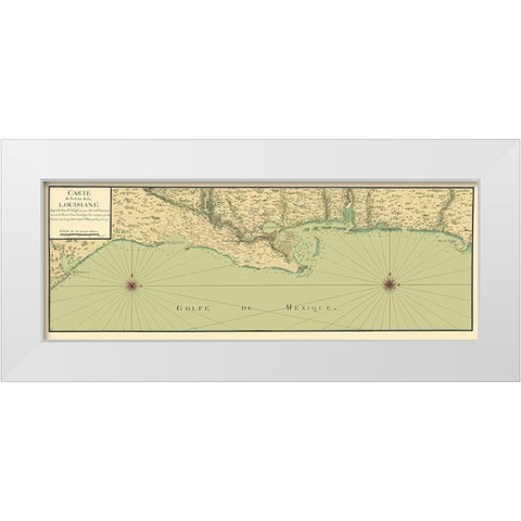 Gulf Coast Nautical Map - 1732 White Modern Wood Framed Art Print by Unknown