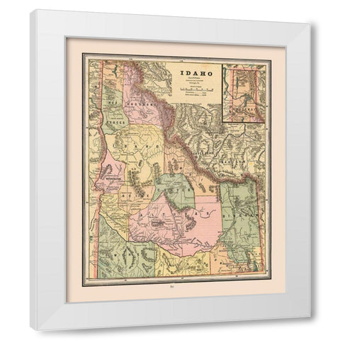 Idaho, United States - Cram 1888 White Modern Wood Framed Art Print by Cram