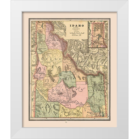 Idaho, United States - Cram 1888 White Modern Wood Framed Art Print by Cram