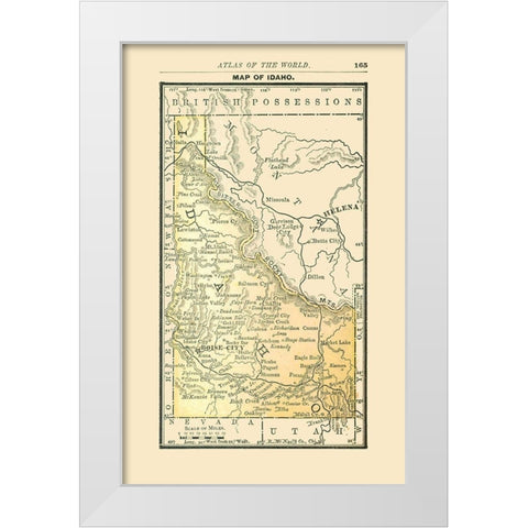 Idaho - Alden 1886 White Modern Wood Framed Art Print by Alden