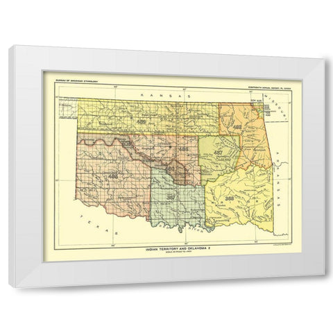 Indian Territory Oklahoma - Hoen 1896 White Modern Wood Framed Art Print by Hoen