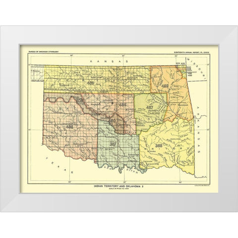 Indian Territory Oklahoma - Hoen 1896 White Modern Wood Framed Art Print by Hoen