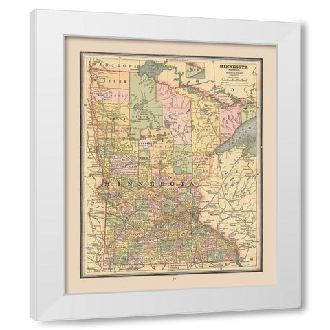 Minnesota, United States - Cram 1888 White Modern Wood Framed Art Print by Cram