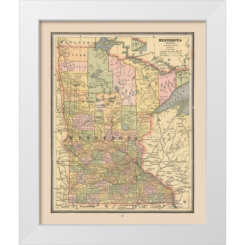 Minnesota, United States - Cram 1888 White Modern Wood Framed Art Print by Cram