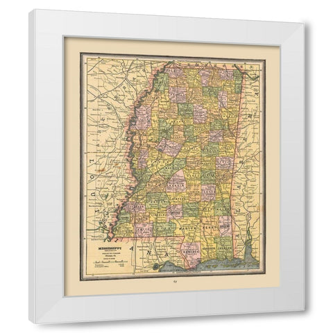 Mississippi, United States - Cram 1888 White Modern Wood Framed Art Print by Cram