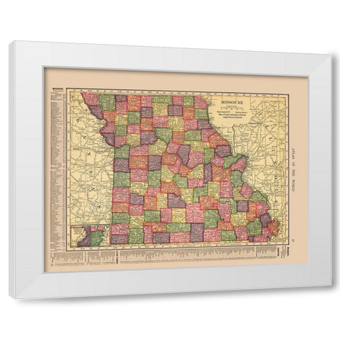 Missouri - Hammond 1910 White Modern Wood Framed Art Print by Hammond
