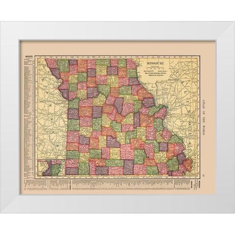 Missouri - Hammond 1910 White Modern Wood Framed Art Print by Hammond