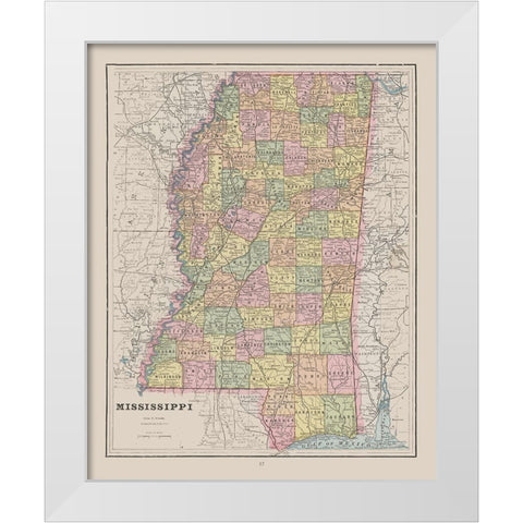 Mississippi - Cram 1892 White Modern Wood Framed Art Print by Cram