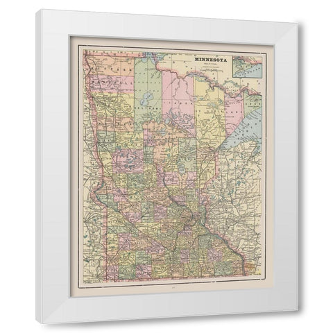 Minnesota - Cram 1892 White Modern Wood Framed Art Print by Cram