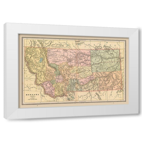 Montana - Cram 1888 White Modern Wood Framed Art Print by Cram