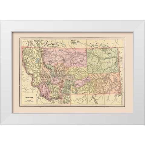 Montana - Cram 1892 White Modern Wood Framed Art Print by Cram
