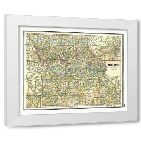 Missouri - Johnson 1888 White Modern Wood Framed Art Print by Johnson