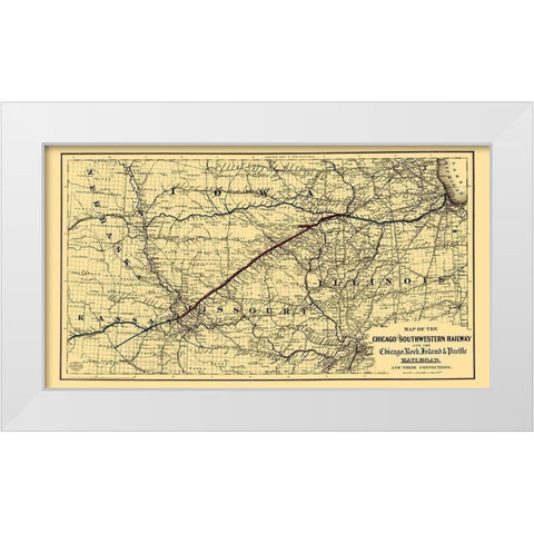 Chicago and Southwestern Railway - Colton 1869 White Modern Wood Framed Art Print by Colton