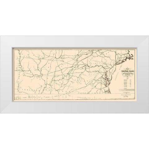 Pennsylvania, Seaboard to Western States 1851 White Modern Wood Framed Art Print by Kuhl