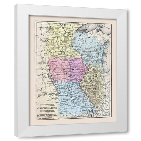 Midwestern United States - Mitchell 1877 White Modern Wood Framed Art Print by Mitchell