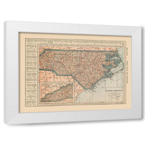 North Carolina - Reynold 1921 White Modern Wood Framed Art Print by Reynold