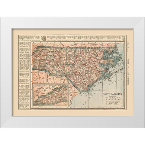 North Carolina - Reynold 1921 White Modern Wood Framed Art Print by Reynold