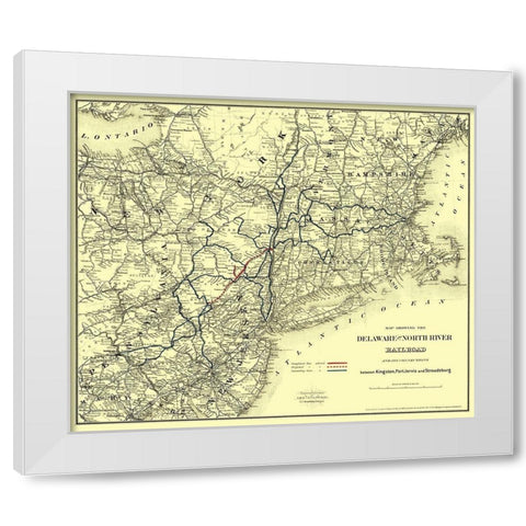 Delaware and North River Railroad - Colton 1890 White Modern Wood Framed Art Print by Colton