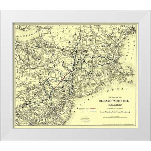 Delaware and North River Railroad - Colton 1890 White Modern Wood Framed Art Print by Colton