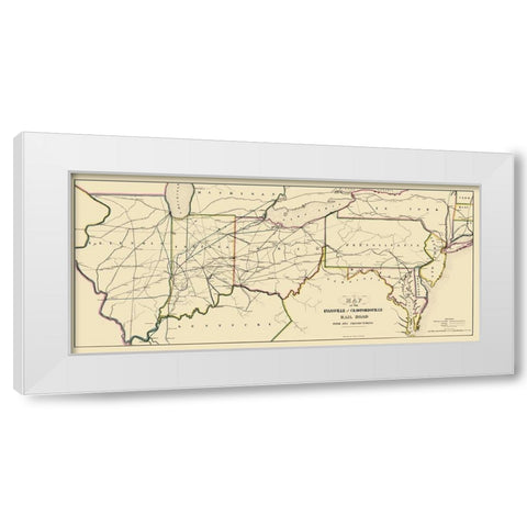 Evansville and Crawfordsville Railroad 1850 White Modern Wood Framed Art Print by Lellan