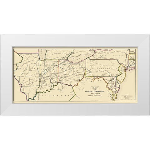 Evansville and Crawfordsville Railroad 1850 White Modern Wood Framed Art Print by Lellan
