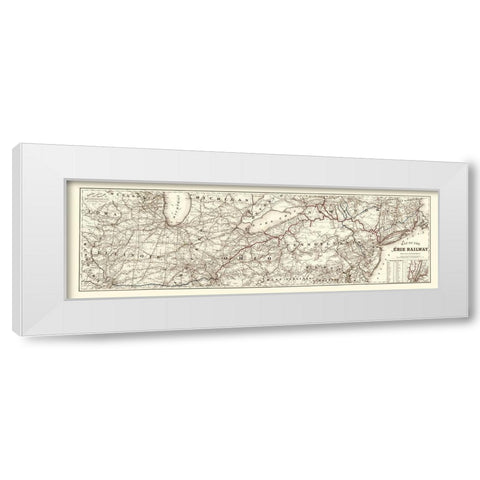 Erie Railway with Connections - Colton 1869 White Modern Wood Framed Art Print by Colton