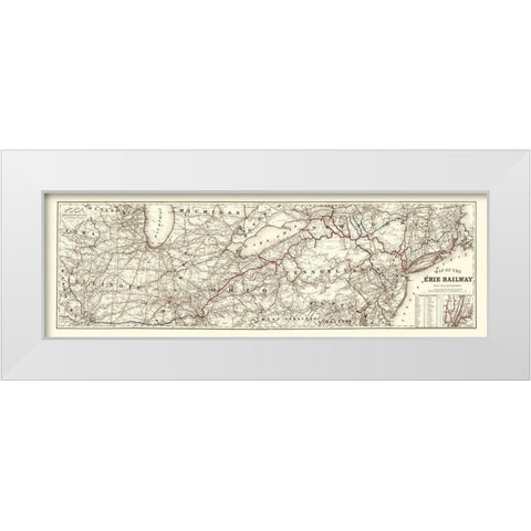 Erie Railway with Connections - Colton 1869 White Modern Wood Framed Art Print by Colton