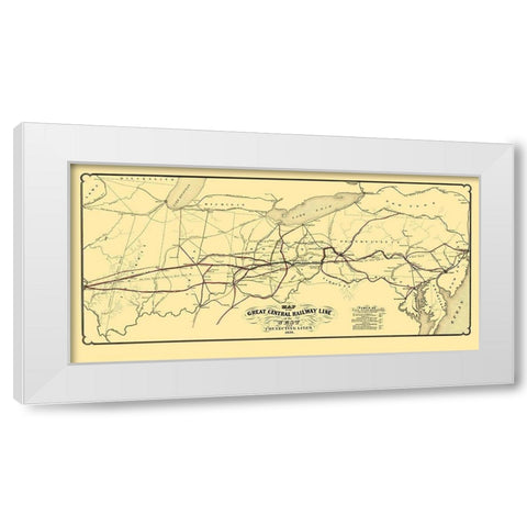Great Central Railway Line of the West 1854 White Modern Wood Framed Art Print by Schuchman