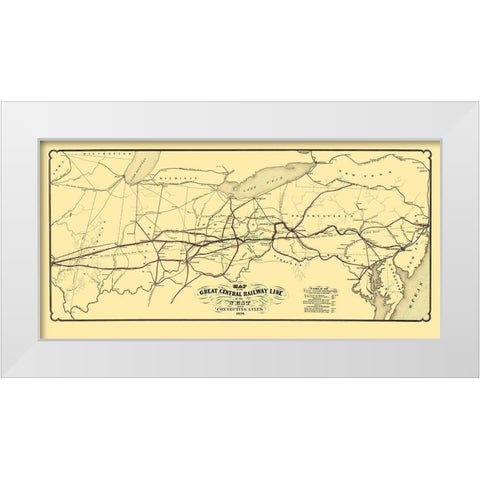 Great Central Railway Line of the West 1854 White Modern Wood Framed Art Print by Schuchman