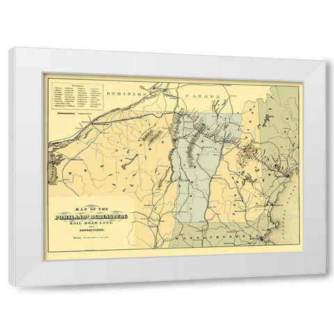 Portland and Ogdensburg Railroad - Hatch 1850 White Modern Wood Framed Art Print by Hatch
