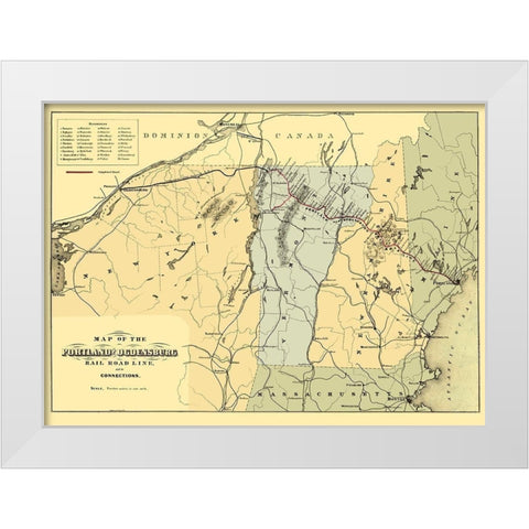 Portland and Ogdensburg Railroad - Hatch 1850 White Modern Wood Framed Art Print by Hatch