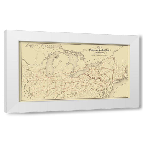 Sunbury and Erie Railroad - Sibell 1850 White Modern Wood Framed Art Print by Sibell