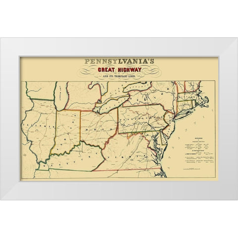 Sunbury and Erie Railroad - Kollner 1850 White Modern Wood Framed Art Print by Kollner