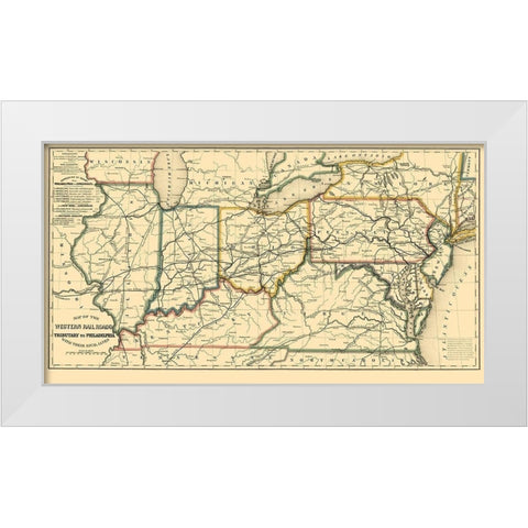 Western Railroads, Tributary to Philadelphia 1851 White Modern Wood Framed Art Print by Williams