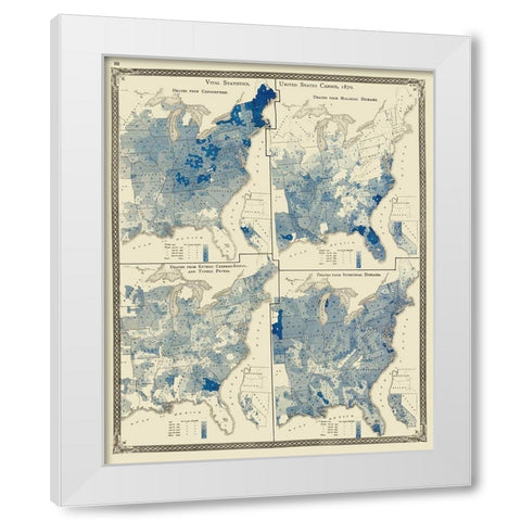 United States Distribution of Diseases White Modern Wood Framed Art Print by Baskin